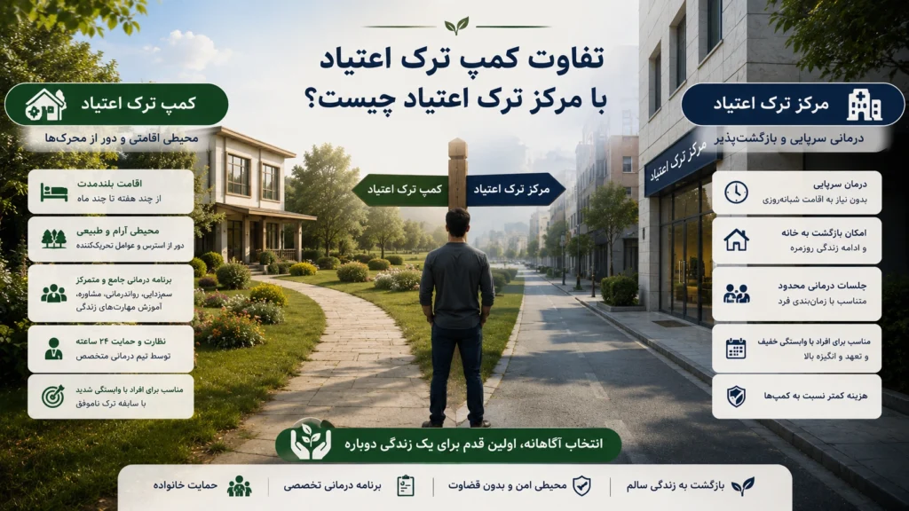 تفاوت کمپ ترک اعتیاد با مرکز ترک اعتیاد چیست؟